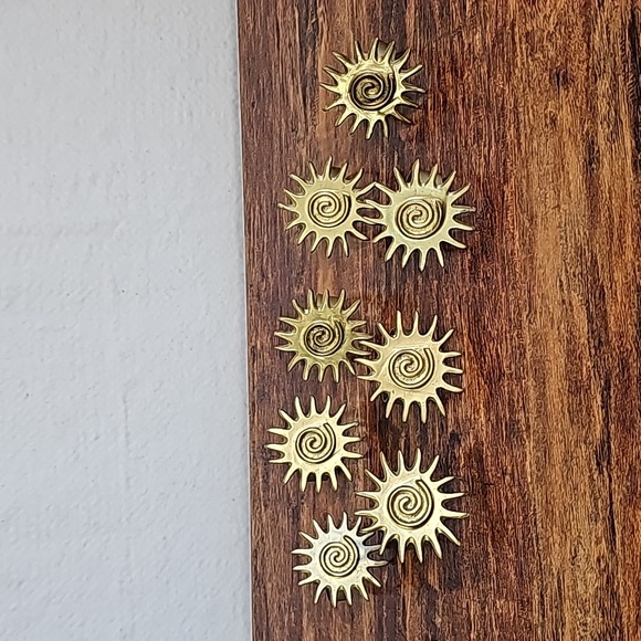 Other - Vintage Gold Tone Brass? Aztec Sunburst Napkin Rings Set of 8